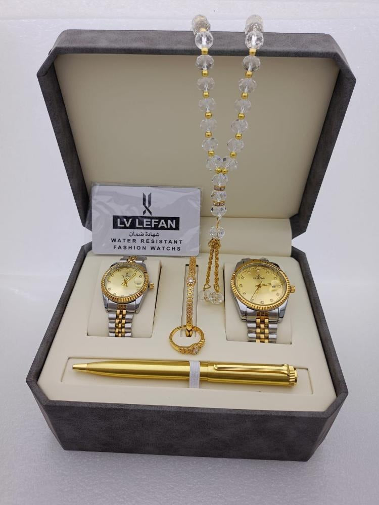 Stainless Steel Set: Watch, Rosary, Pen & Cufflinks