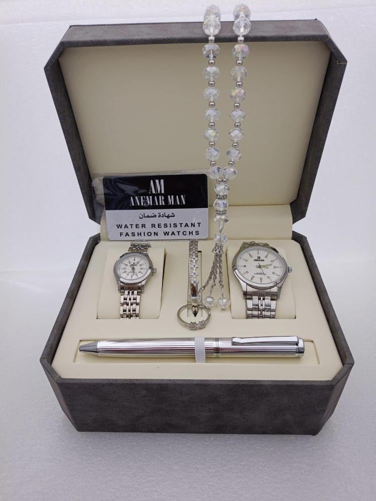 Stainless Steel Set: Watch, Rosary, Pen & Cufflinks